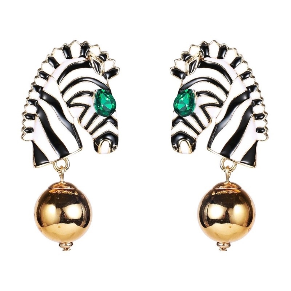 Zebra Head Dangle Earrings